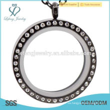 Los cofres negros personalizados de encargo del acero inoxidable 316l más vendidos, los lockets claros de la foto con el cristal para las muchachas